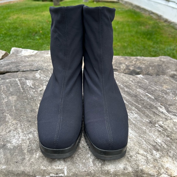 Paul Green Munchen Black Sock Ankle Wedge Heel Boots - Picture 3 of 6